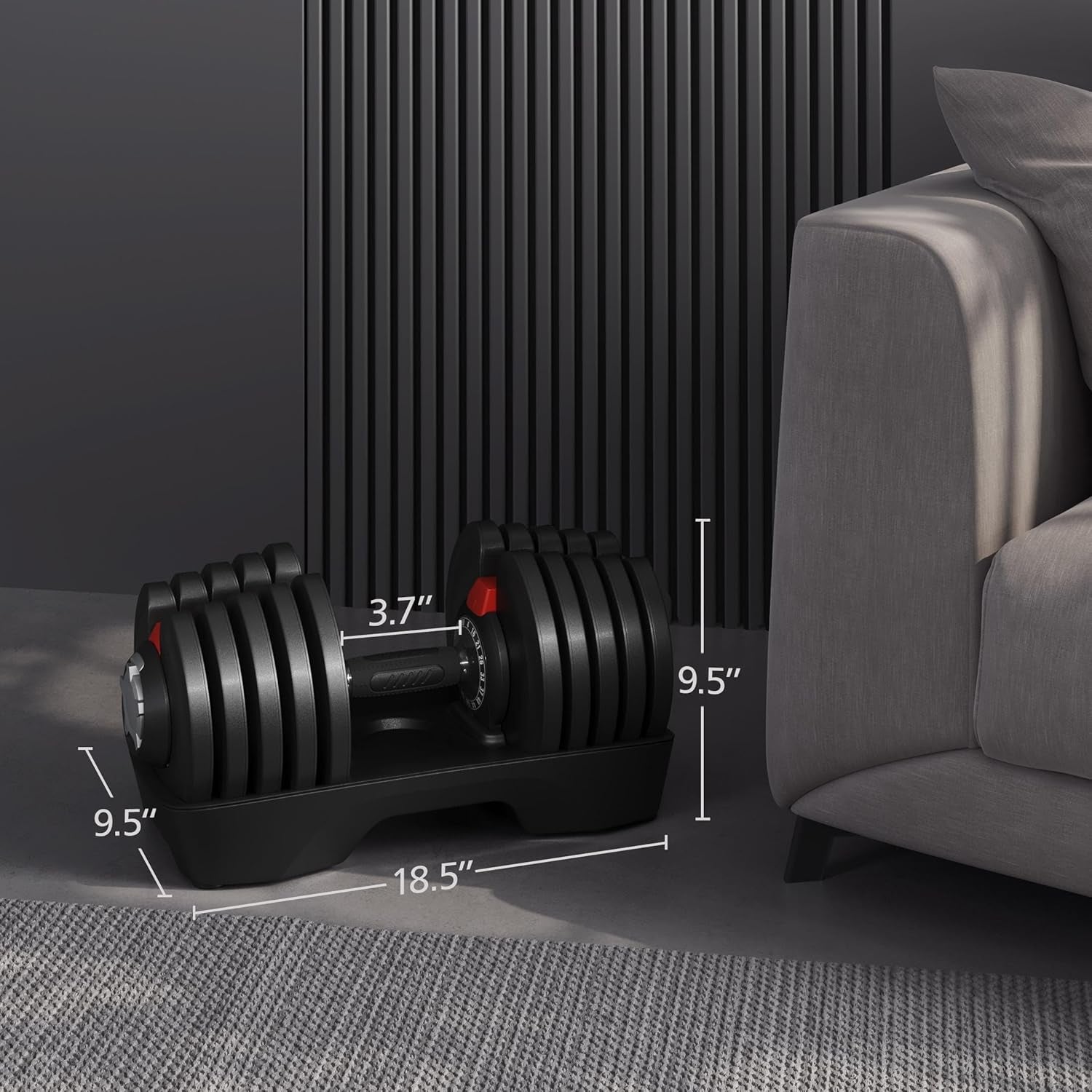 Adjustable Dumbbell Set 28/40/52.5/90LBS Adjustable Dumbbells Fast Adjust Dumbbell Weight Set with Anti-Slip Handle and Tray for Men/Women Home Gym Strength Training Equipment Single/Pair