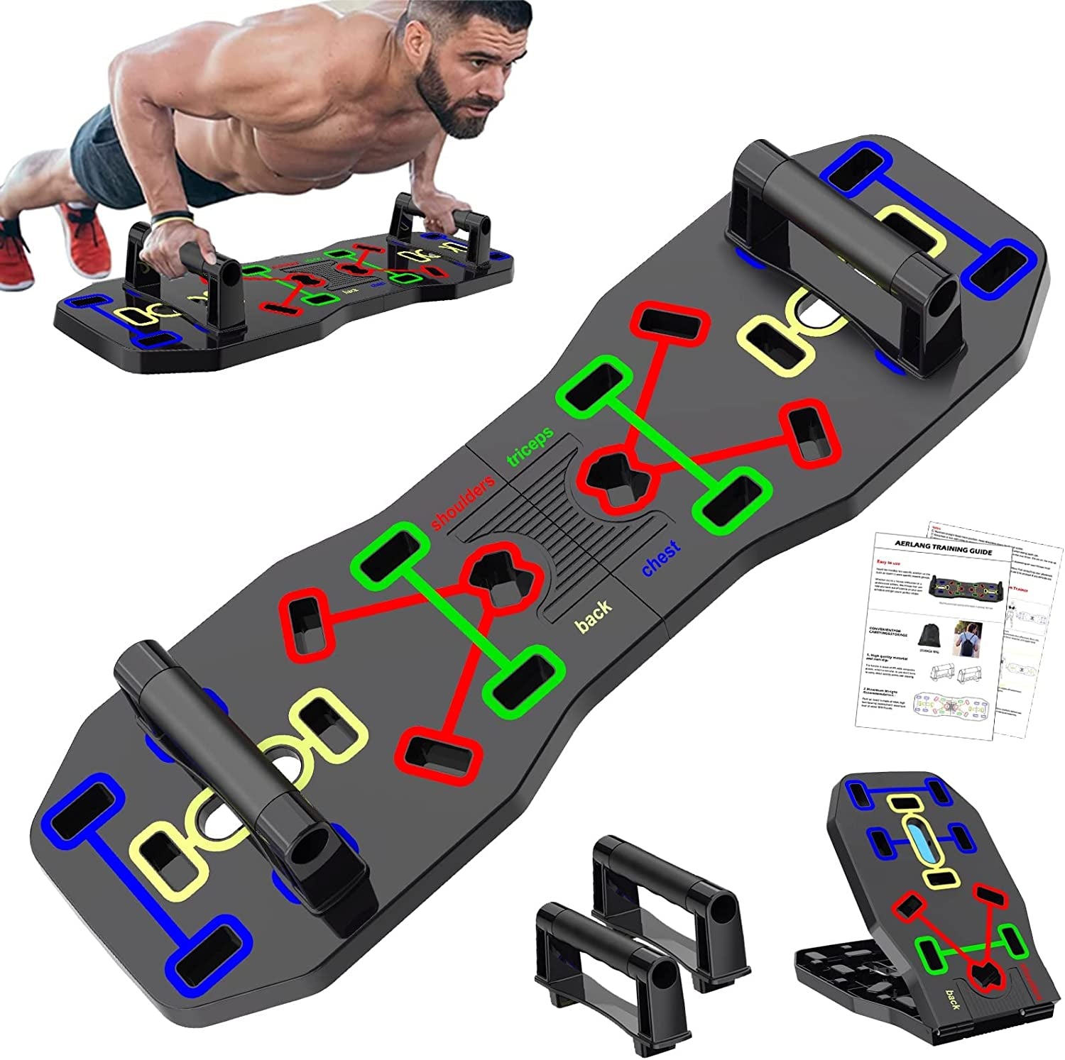 Push up Board, Foldable 10 in 1 Push up Bar with Resistance Bands,Portable Multi-Function Push up Handles for Floor,Professional Push up Strength Training Equipment