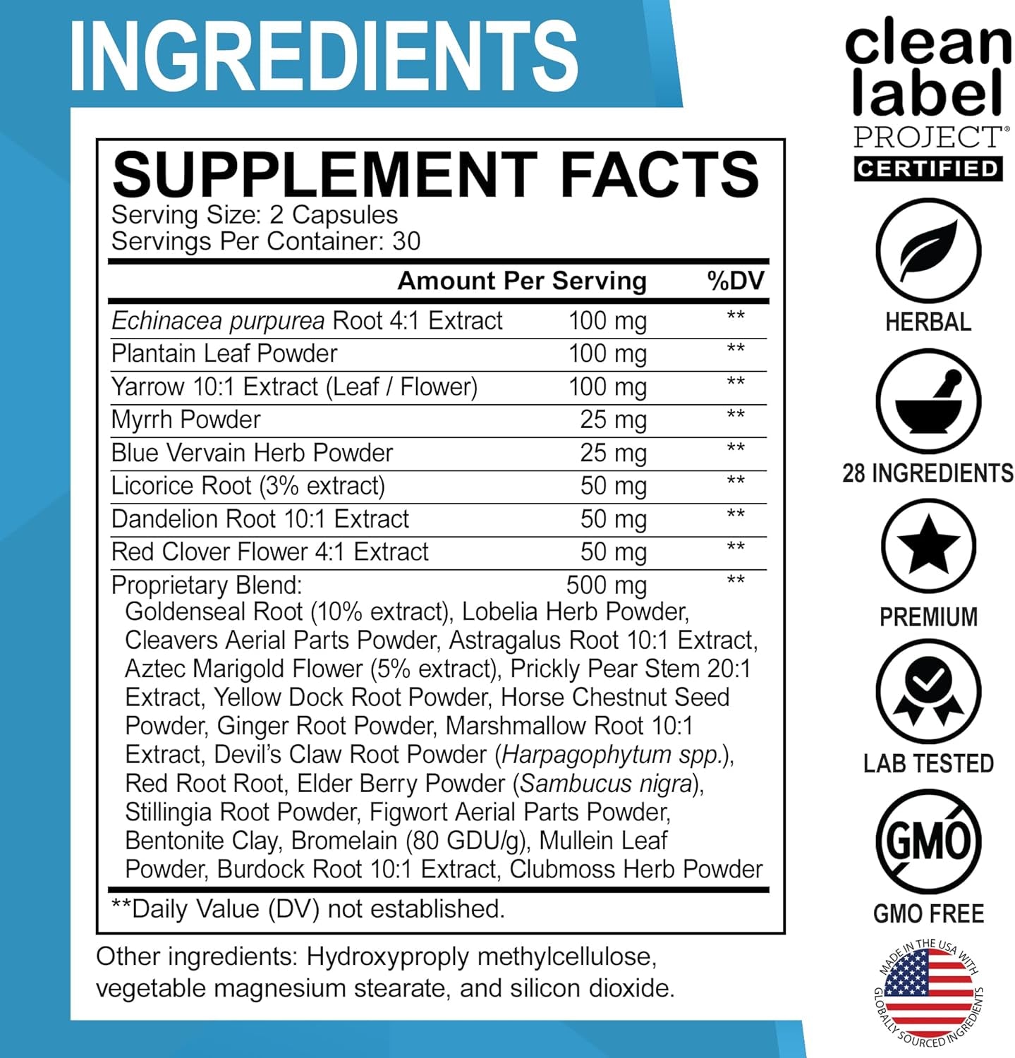 Lymphatic Drainage Supplements Pills - Lymphatic Support Total Herbal Cleanse Products Echinacea, Ginger, Dandelion, Red Root & Red Clover Supplement - Lymph Node Detox Cleanse Lymph System Drainage