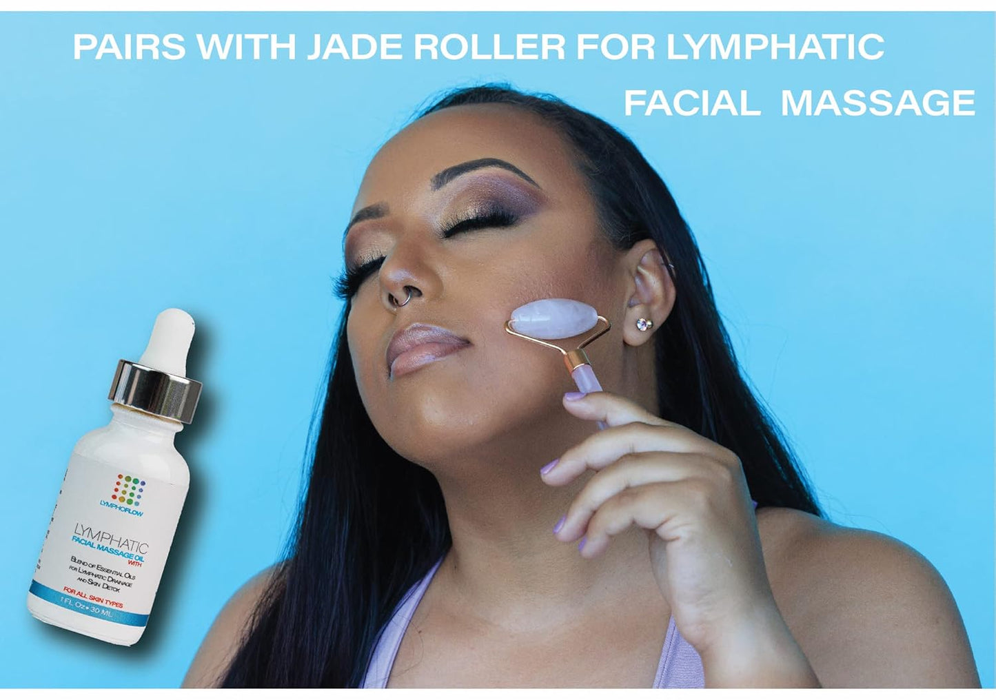 Facial Lymphatic Drainage Oil for Gua Sha Facial Tools, Lymphatic Drainage Massager Face with Jojoba & Coconut Oil, Use with Face Roller, Jade Roller, Guasha Tool for Face & Neck, 1 Fl Oz
