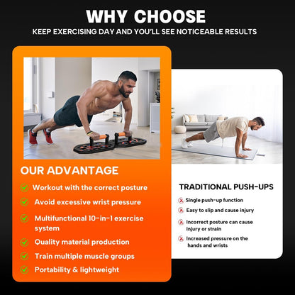 Push up Board Fitness, Portable Foldable Exercise Equipment, Fitness Accessories with Resistance Bands Skateboard, Professional Strength Training Equipment for Men Women
