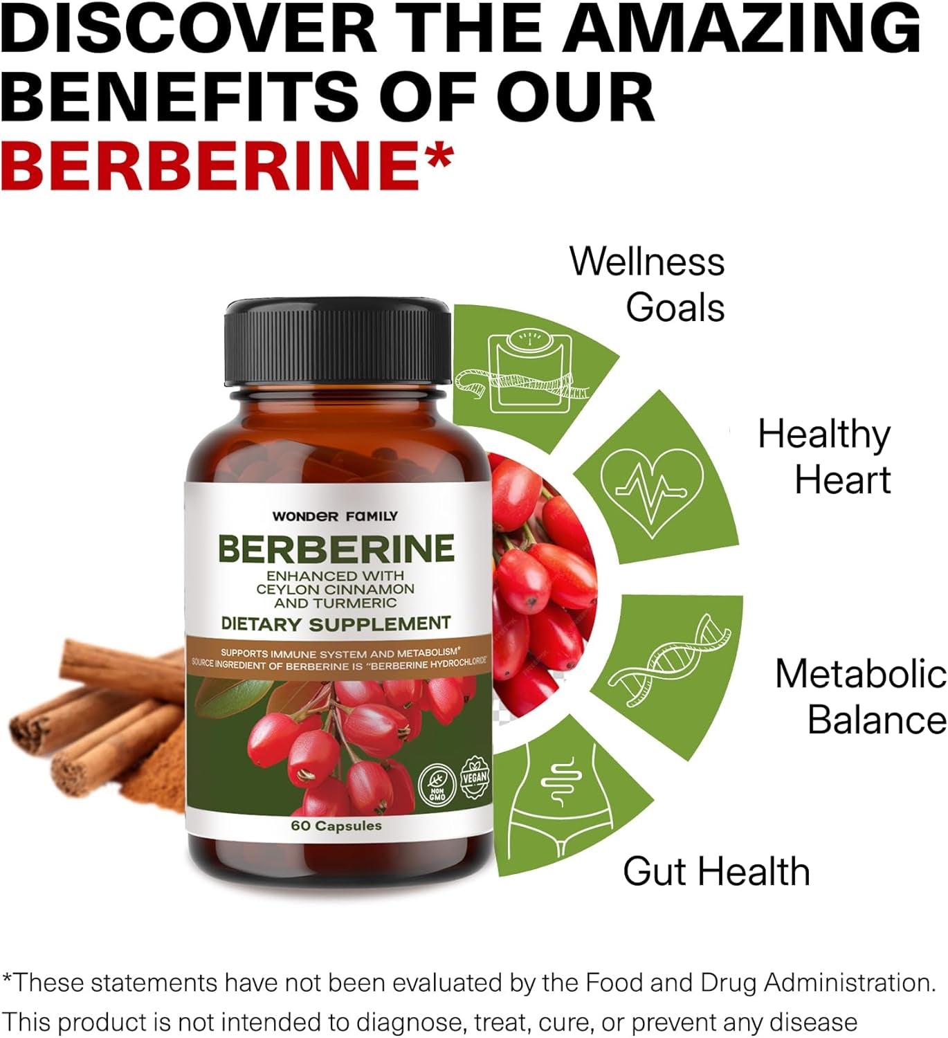 Berberine Supplement 500Mg with Probiotics, Vitamin D, and Vitamin K - 60 Berberine Capsules - Berberine 500Mg for Weight Balance, Water Loss, Gut Health - Berberine with Ceylon Cinnamon Supplement