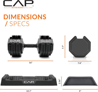 ADJUSTABELL Adjustable 55 Lb Hex Dumbbell Weights - Singles & Pairs | Multiple Handle Options