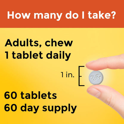 Chewable Vitamin C 500 Mg, Dietary Supplement for Immune Support, 60 Tablets, 60 Day Supply