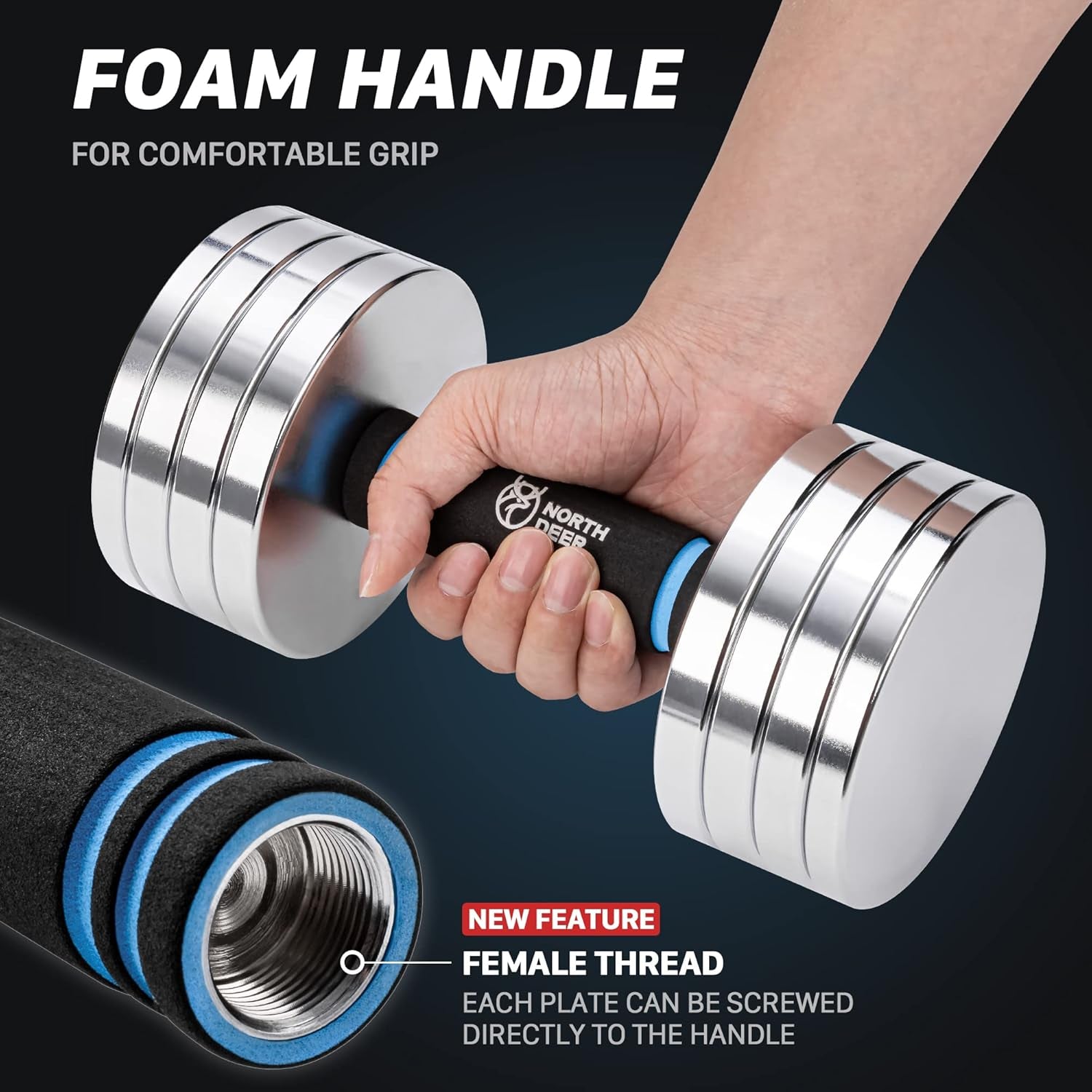 V2.0 Upgraded Adjustable Steel Dumbbells 40LB / 60LB - 2 in 1 Dumbbell Barbell Set for Home Gym Workout - Compatible with V1.0 Dumbbells