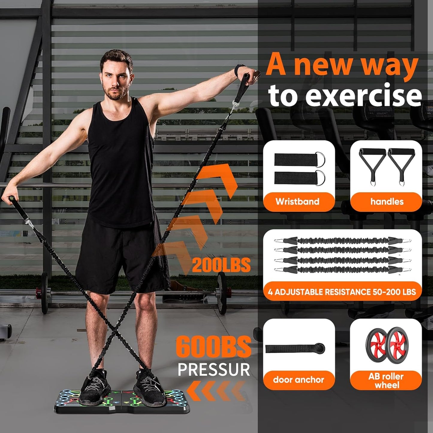 upgraded Push-Up Board Home Fitness Accessories, Multifunctional 30-In-2 Push-Up Bar Fitness Equipment, Portable Strength Training Equipment with Push-Up Handles and Pilates Bar