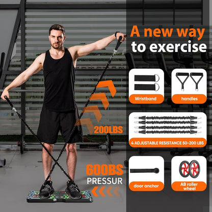 upgraded Push-Up Board Home Fitness Accessories, Multifunctional 30-In-2 Push-Up Bar Fitness Equipment, Portable Strength Training Equipment with Push-Up Handles and Pilates Bar
