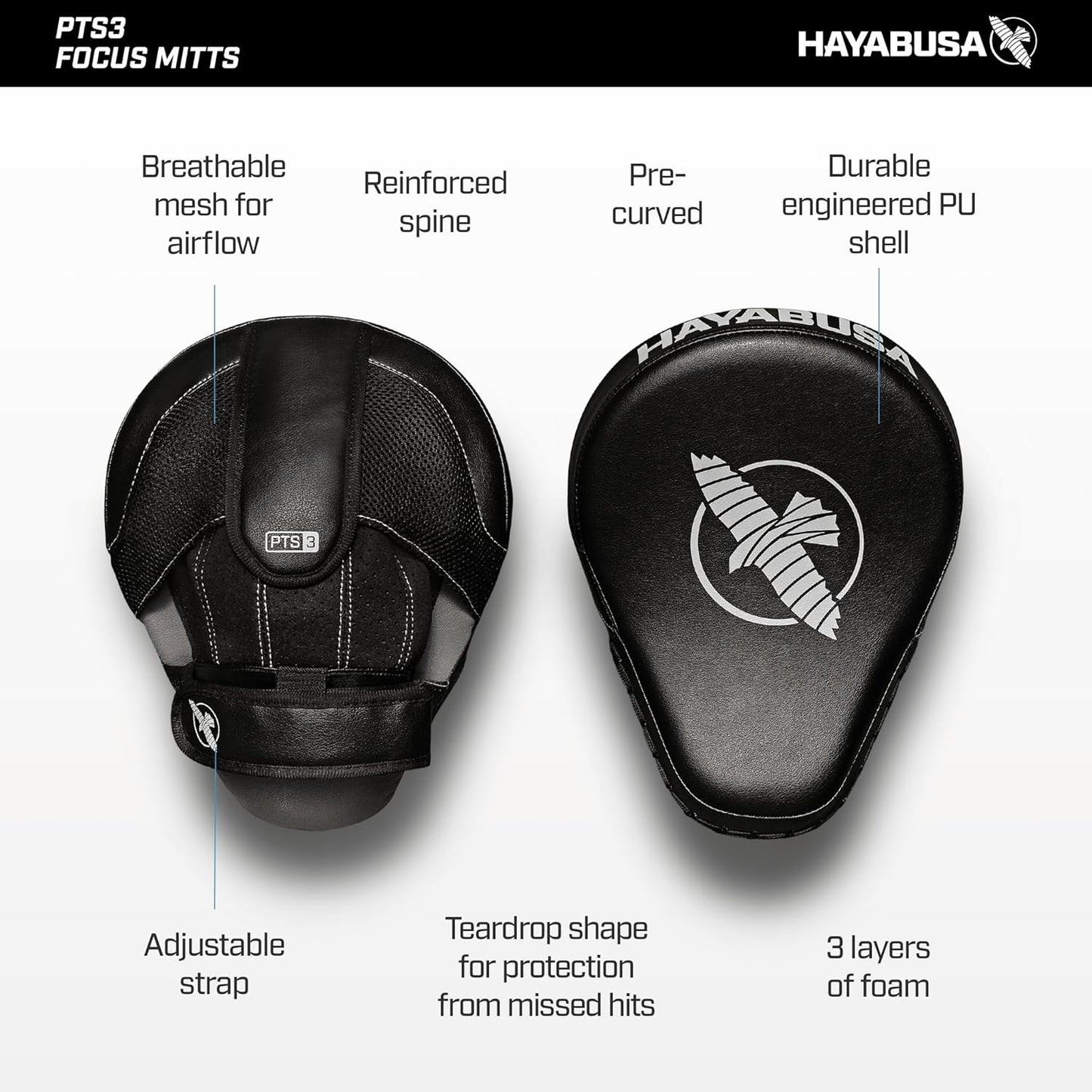 PTS 3 Focus Mitts Pair - Black, Standard