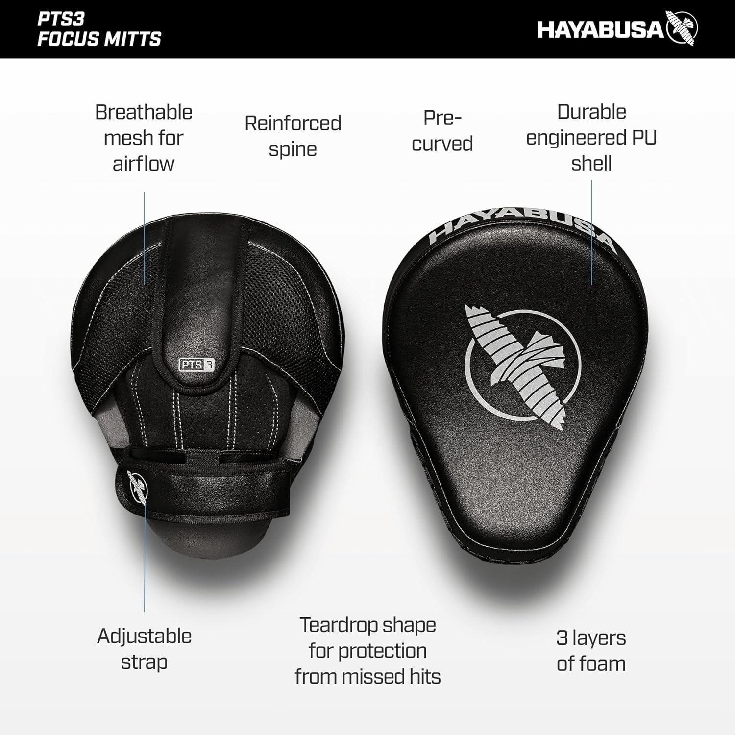 PTS 3 Focus Mitts Pair - Black, Standard