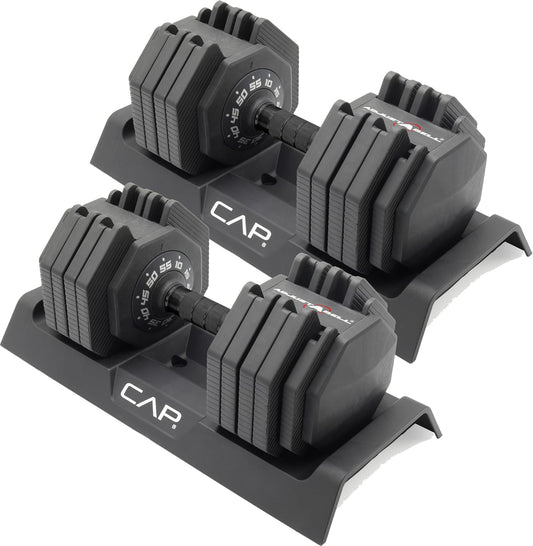 ADJUSTABELL Adjustable 55 Lb Hex Dumbbell Weights - Singles & Pairs | Multiple Handle Options