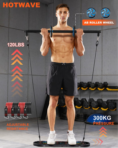 Portable Exercise Equipment with 16 Gym Accessories.20 in 1 Push up Board Fitness,Resistance Bands with Ab Roller Wheel,Full Body Workout at Home