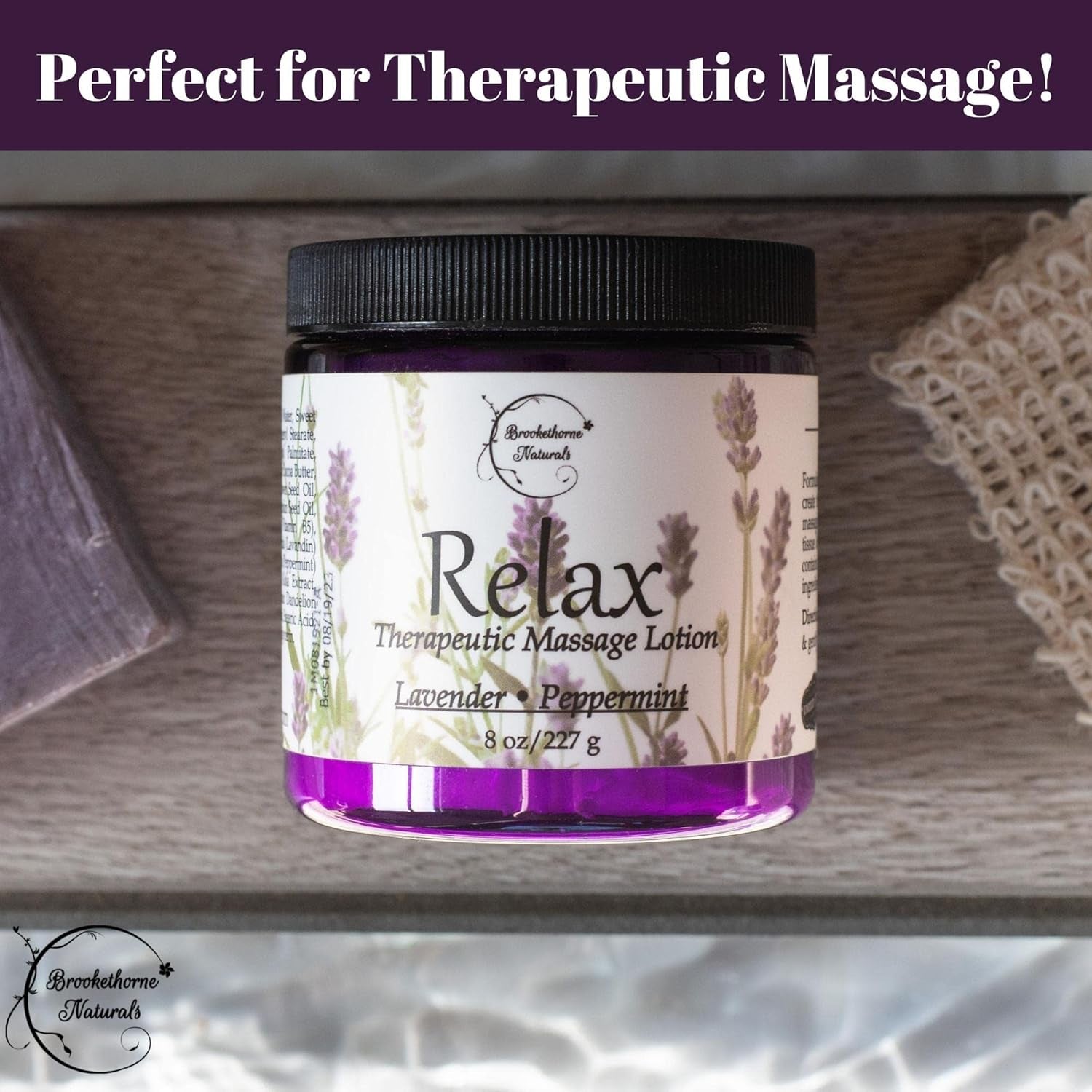 Relax Therapeutic Massage Lotion – All Natural Enriched with Lavender & Peppermint Essential Oils Perfect for Massage Therapy - Massage Cream for Full Body Massage -  8Oz