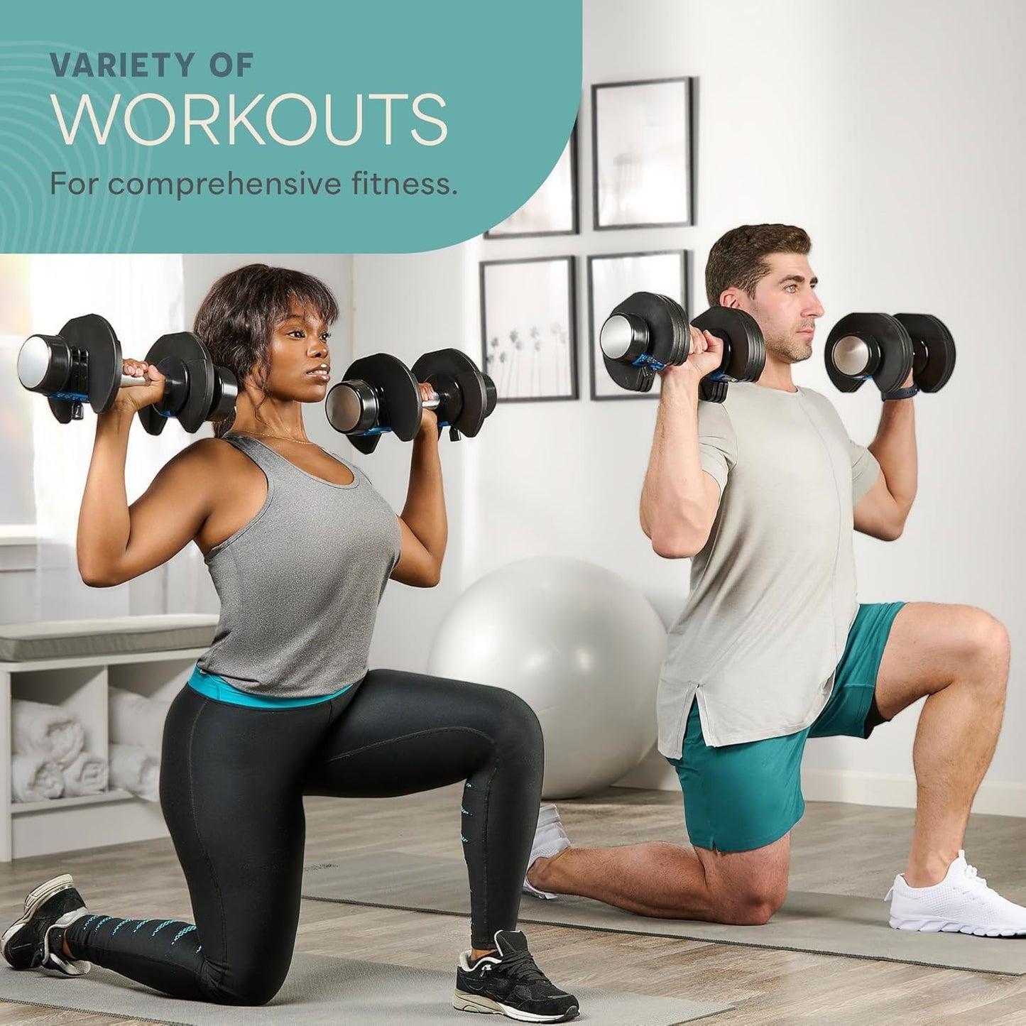Adjustable Dumbbells Set - 5In1-15Lb 25Lb 43Lb 55Lb Weights Set & Single with Rack - Quick Adjust, Secure Grip - Compact Hand Weights for Men Women Home Gym