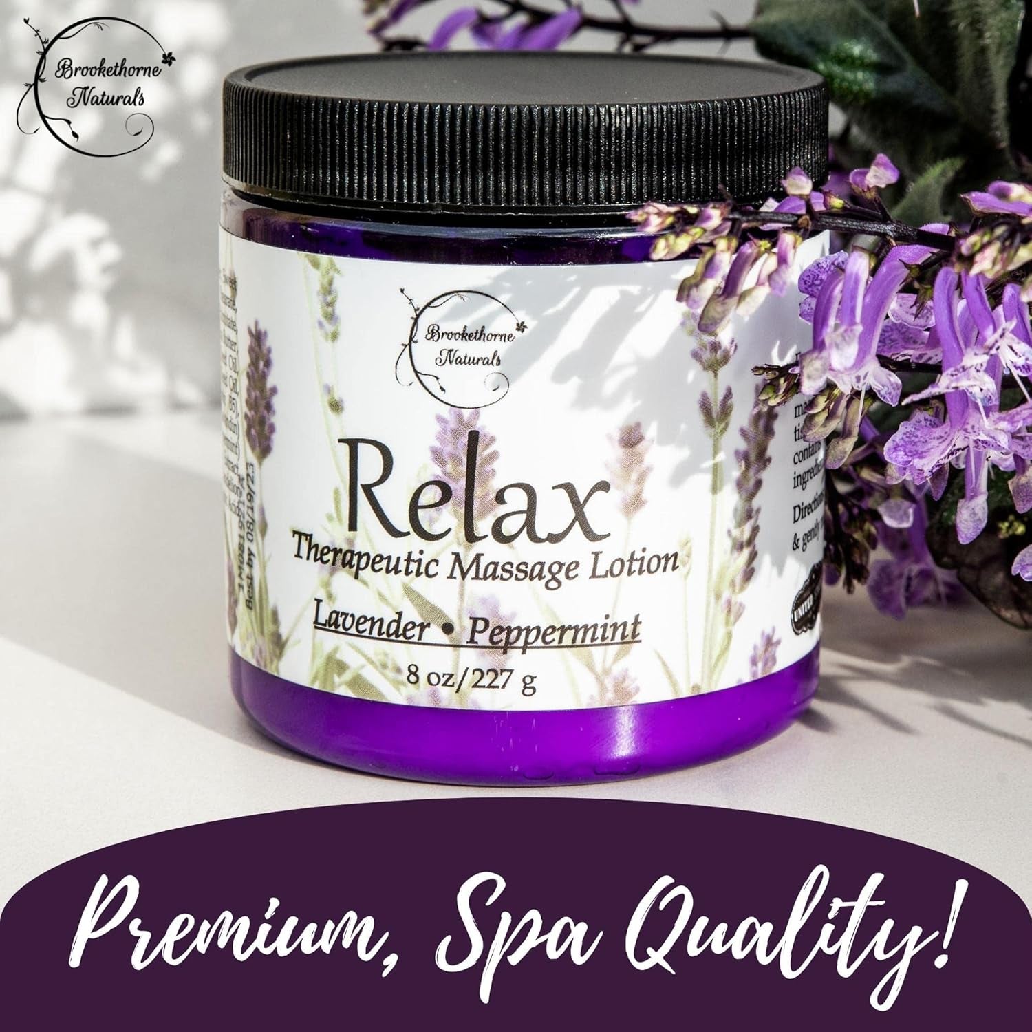 Relax Therapeutic Massage Lotion – All Natural Enriched with Lavender & Peppermint Essential Oils Perfect for Massage Therapy - Massage Cream for Full Body Massage -  8Oz
