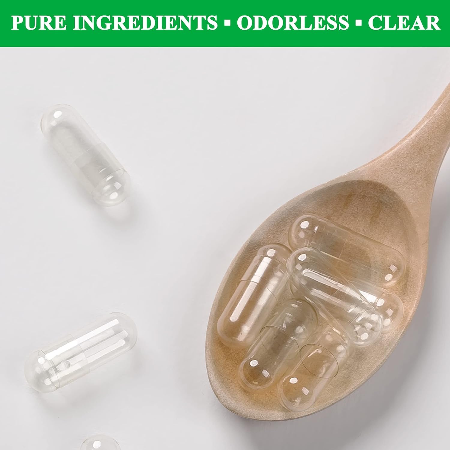 Size 0 Empty Capsules Vegetarian (100 Count) Bundle with Micro Lab Spoon, Clear Fillable Veggie Pill Capsules Size 0 for Making Your Own Supplements