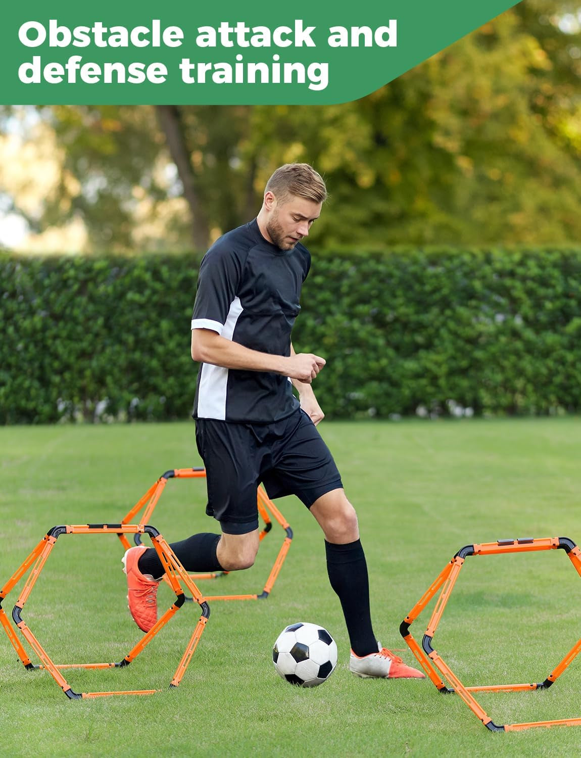 Hex Agility Rings Speed Rings with Carrying Bag 6 Set Portable Hexagon Rings, Agility Ladder for Agility Footwork Training