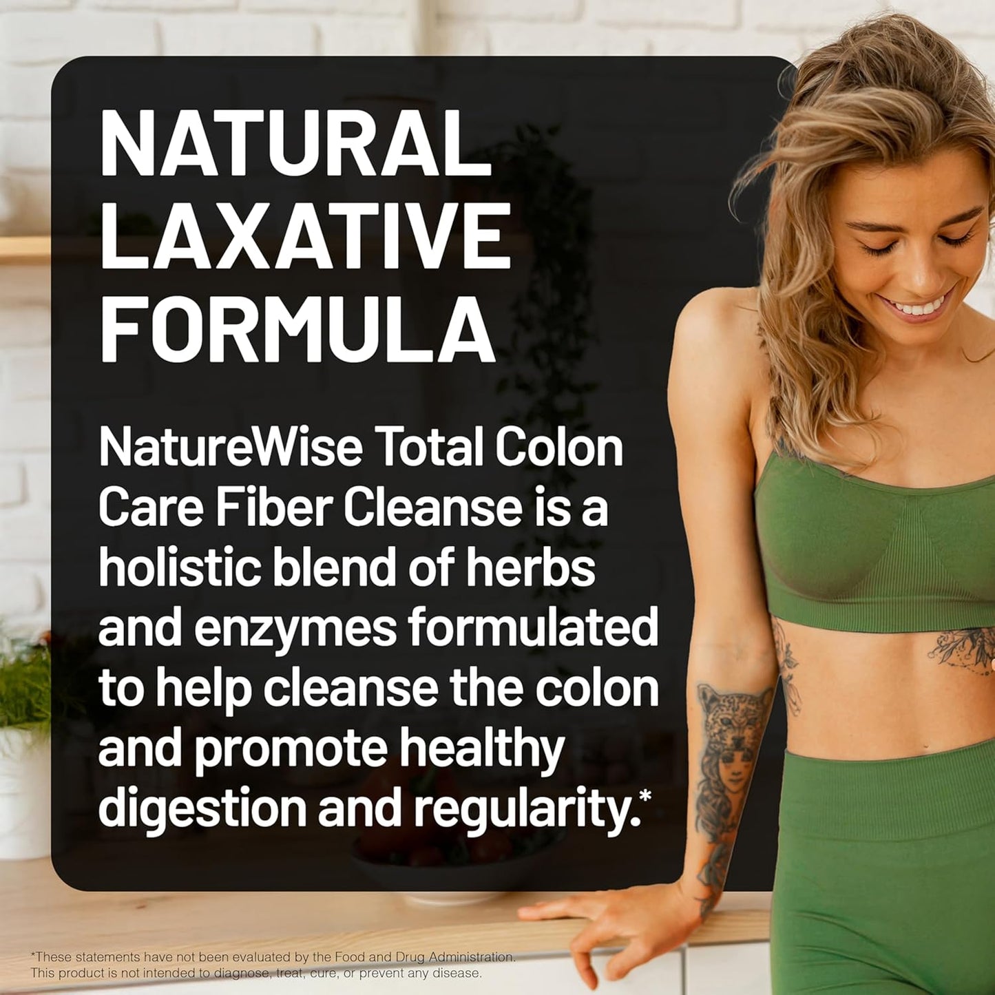 Total Colon Care Fiber Cleanse - Natural Laxative Blend - Herbal Laxatives, Prebiotics, & Enzymes for Regularity, Digestion, Weight & Gut Health - Non-Gmo - 60 Capsules[30-Day Supply]