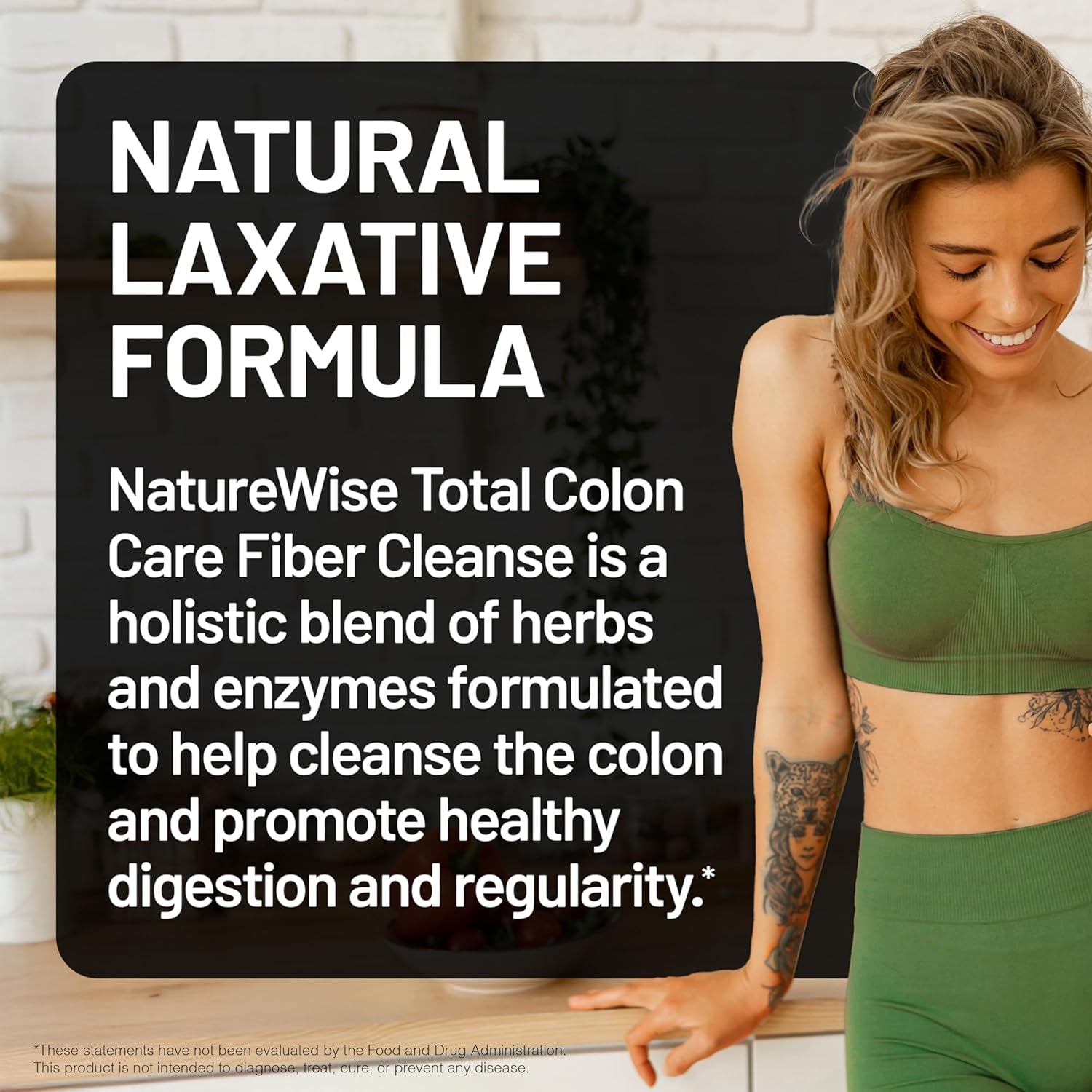 Total Colon Care Fiber Cleanse - Natural Laxative Blend - Herbal Laxatives, Prebiotics, & Enzymes for Regularity, Digestion, Weight & Gut Health - Non-Gmo - 60 Capsules[30-Day Supply]