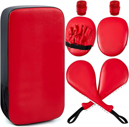 7 in 1 Taekwondo Kick Pad Boxing Training Equipment Punching Mitts Martial Arts Wrist Band Adjustable Soft Pads Set for Karate Muay Thai MMA Training