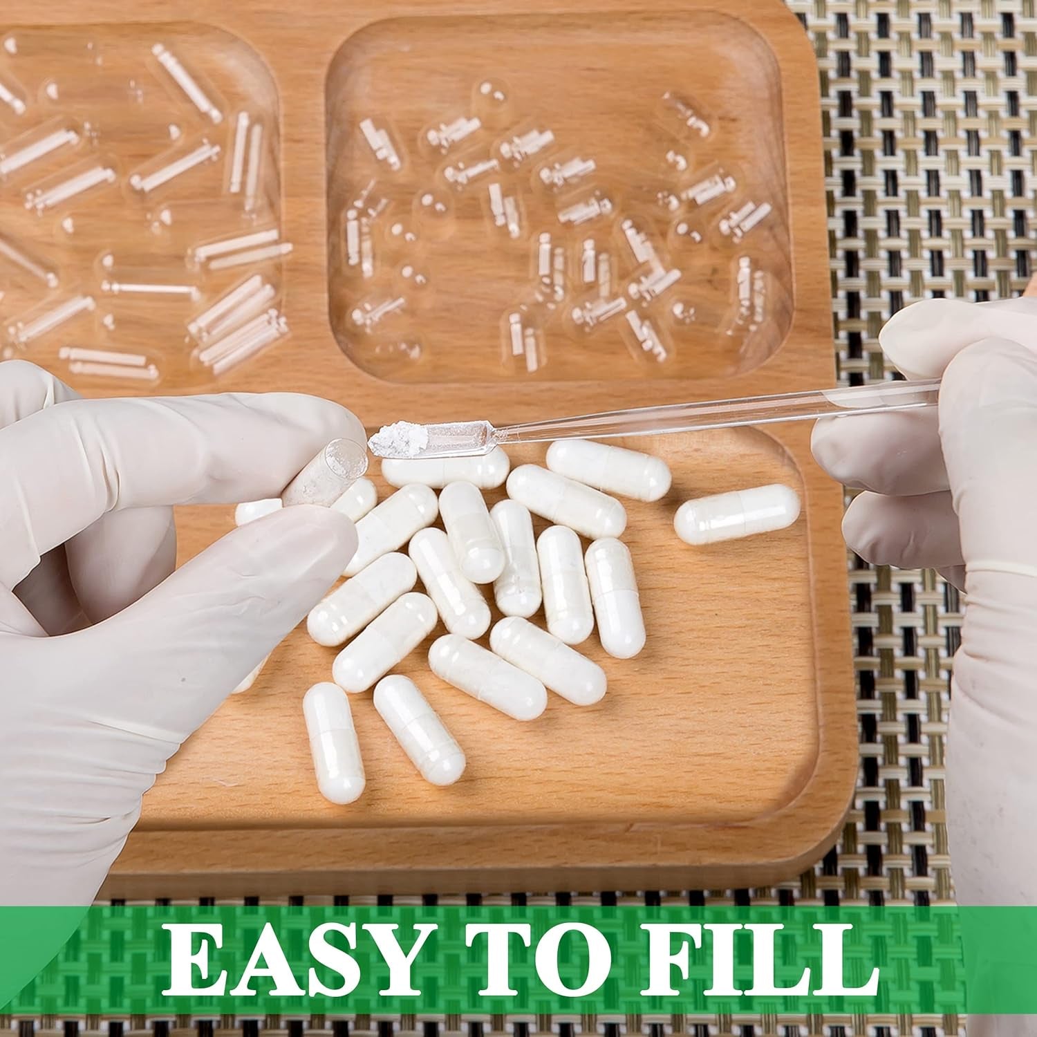 Size 0 Empty Capsules Vegetarian (100 Count) Bundle with Micro Lab Spoon, Clear Fillable Veggie Pill Capsules Size 0 for Making Your Own Supplements