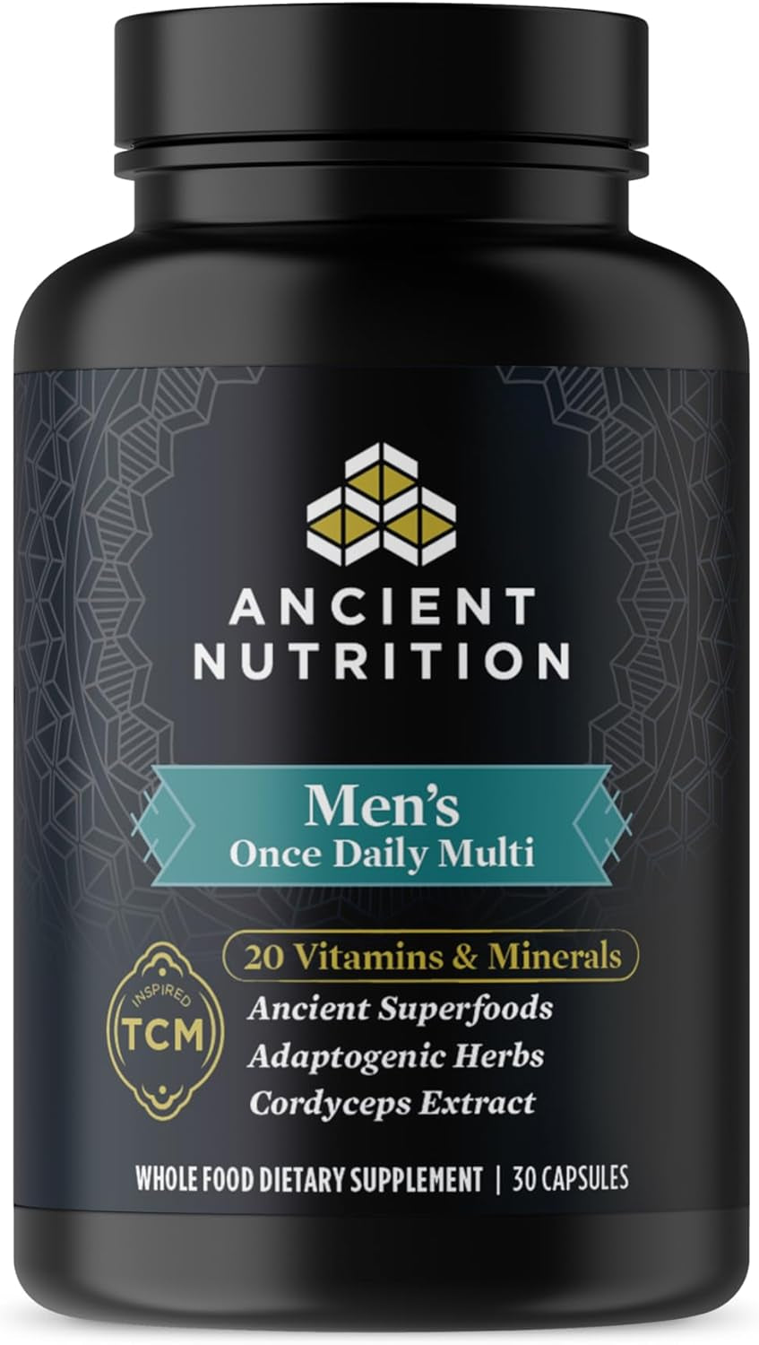 Multivitamin for Men, Ancient Multi Men'S Once Daily Vitamin Supplement 30 Ct, Vitamin A, Vitamin B and Vitamin K2, Fenugreek Seed, Supports Immune System, Paleo and Keto Friendly