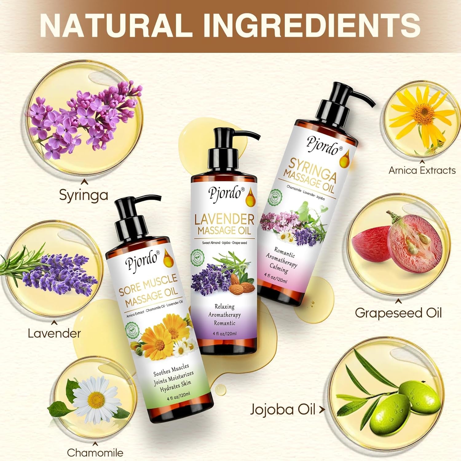 Fathers Day Gift for Husband, Body Massage Oil for Massage Therapy Kit, Lilac, Lavender, Sore Muscle Arnica Oil with Massage Roller Ball, Relaxing Massage Oils for Date Night