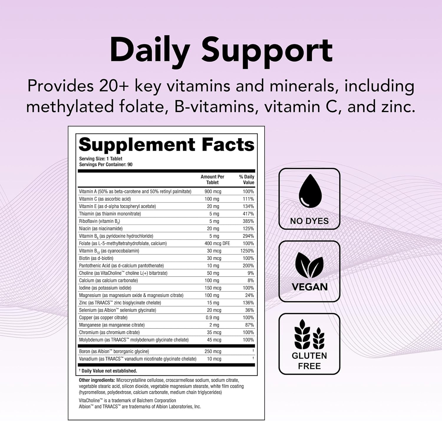 Companion Multivitamin & Mineral Supplement - 90-Day Supply - Supplement for Women & Men without Iron, Vitamin D, or Vitamin K - B Vitamins, Zinc & Magnesium - NSF Certified - 90 Tablets