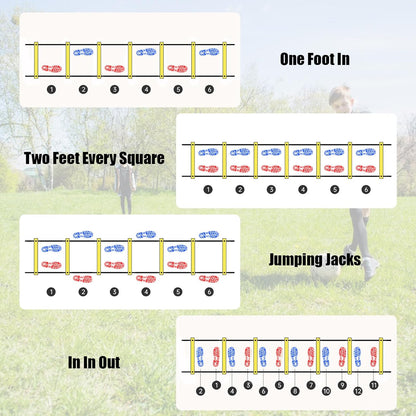 Agility Ladder,Speed Training Equipment Set,20Ft Rungs Speed Ladder,Soccer Cones,Jump Rope, Running Resistance Umbrella,Basketball Equipment Football Fitness Training Equipment for Kids Youth Adults