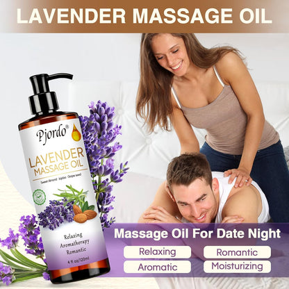 Fathers Day Gift for Husband, Body Massage Oil for Massage Therapy Kit, Lilac, Lavender, Sore Muscle Arnica Oil with Massage Roller Ball, Relaxing Massage Oils for Date Night