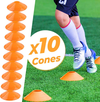 Pro Agility Ladder Soccer Kick Trainer Set 20Ft 12 Rung 10 Cones and 4 Stakes Speed Agility Football Training Equipment with Carrying Bag