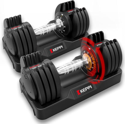 Adjustable Dumbbells Set, 25Lb/40Lb/55Lb/60Lb Dumbbells with Anti-Slip Metal Handle for Exercise & Fitness Fast Adjust Weight for Full Body Workout Fitness