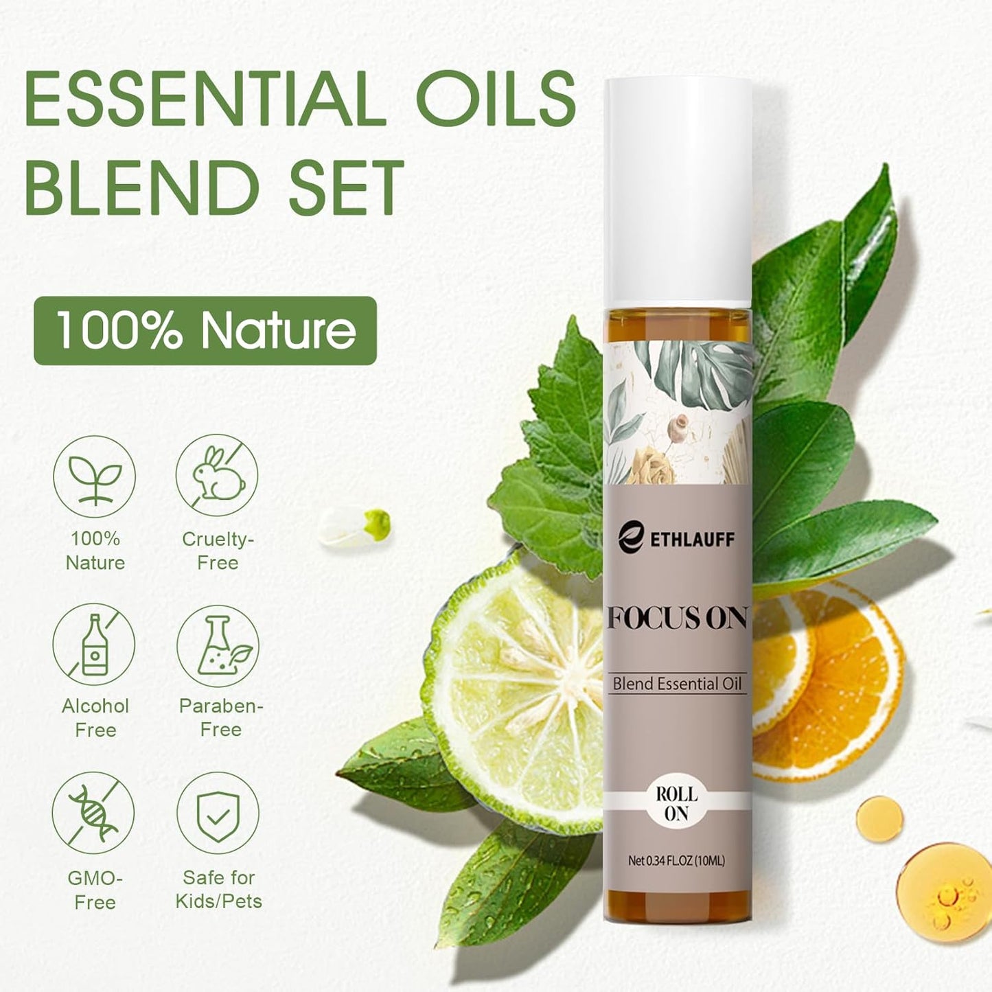 Essential Oils Roll on Set 6 Pack - (Relax, Sleep, Balance,Breathe, Focus On, Happiness) Aromatherapy Oil with Roller Ball, Essential Oils Blends for Skin - Relaxation Gift for Women and Men