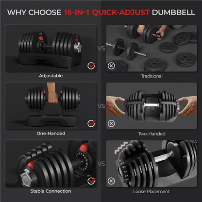 Adjustable Dumbbells Set 28LB/40LB/52.5LB/90LB, Fast Adjust Weight Set Pair
