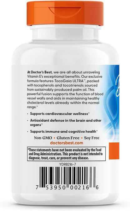 Vitamin E Tocotrienols Contains Tocogaia ULTRA™ Bioenhanced Full Spectrum Vitamin E Complex, 60 Count