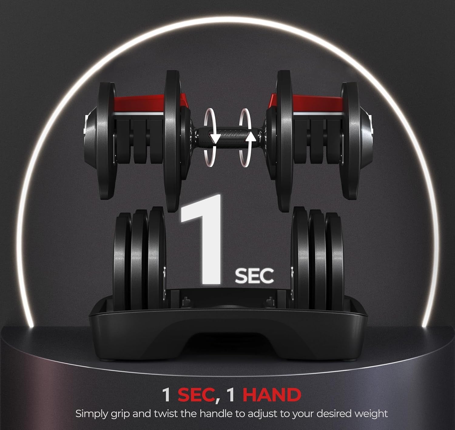 Adjustable Dumbbell Set 28/40/52.5/90LBS Adjustable Dumbbells Fast Adjust Dumbbell Weight Set with Anti-Slip Handle and Tray for Men/Women Home Gym Strength Training Equipment Single/Pair
