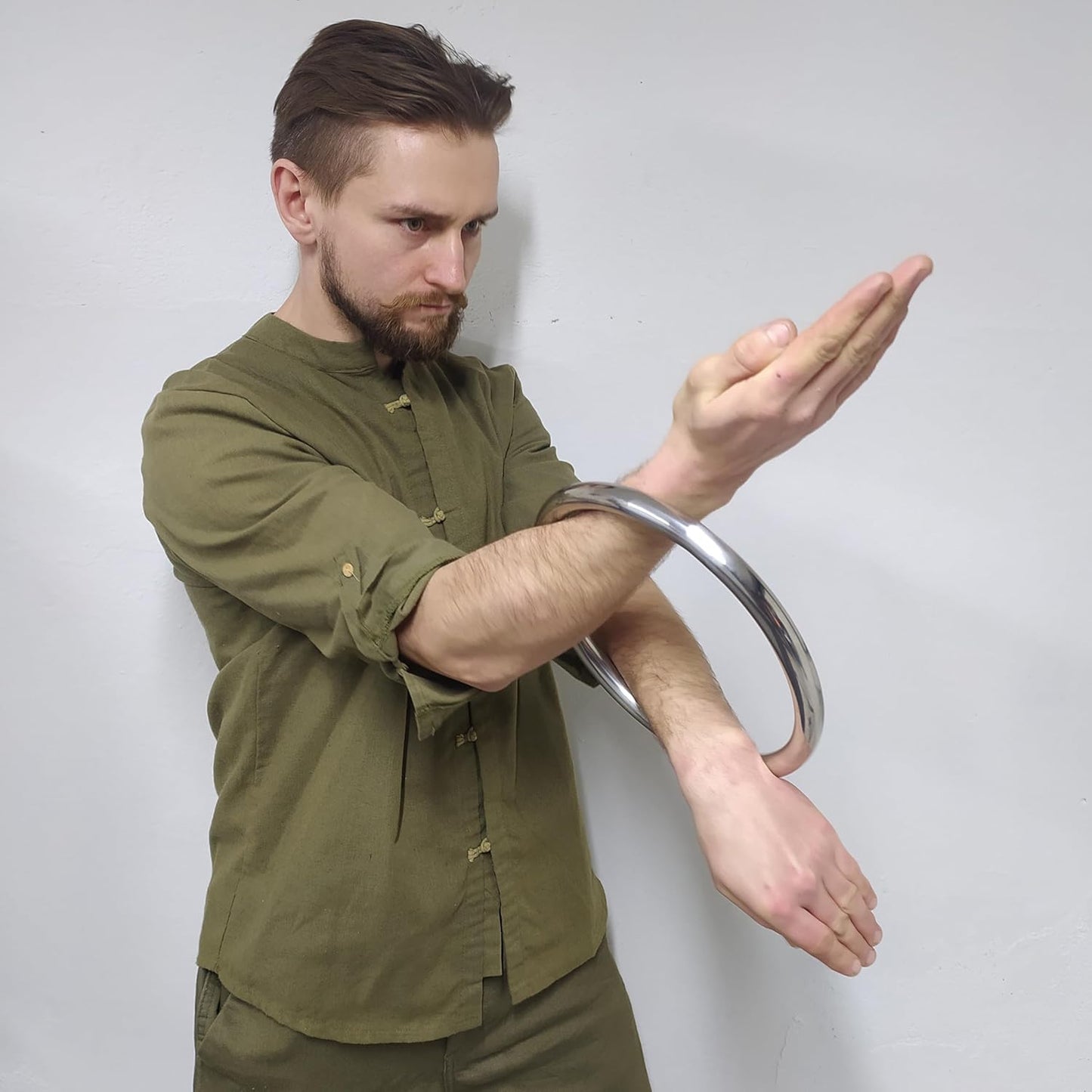 Wing Chun Stainless Ring Yewen Sau Sticky Hand Strength Training Tsun Siu Lum Kung Fu