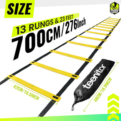 Agility Ladder Speed Ladder Training Ladder for Soccer, Speed, Football Fitness Feet Training Carry Bag Agility Training Equipment 13 Rungs, 23 Feet