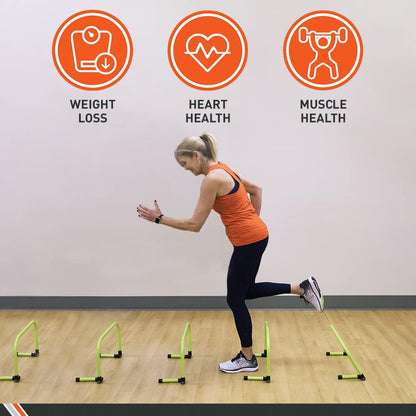 Adjustable Athletic Speed Training Hurdles, Jumping & Speed Training Fitness Equipment, Hurdles for Track & Field, Basketball, Soccer & More, Set of 5